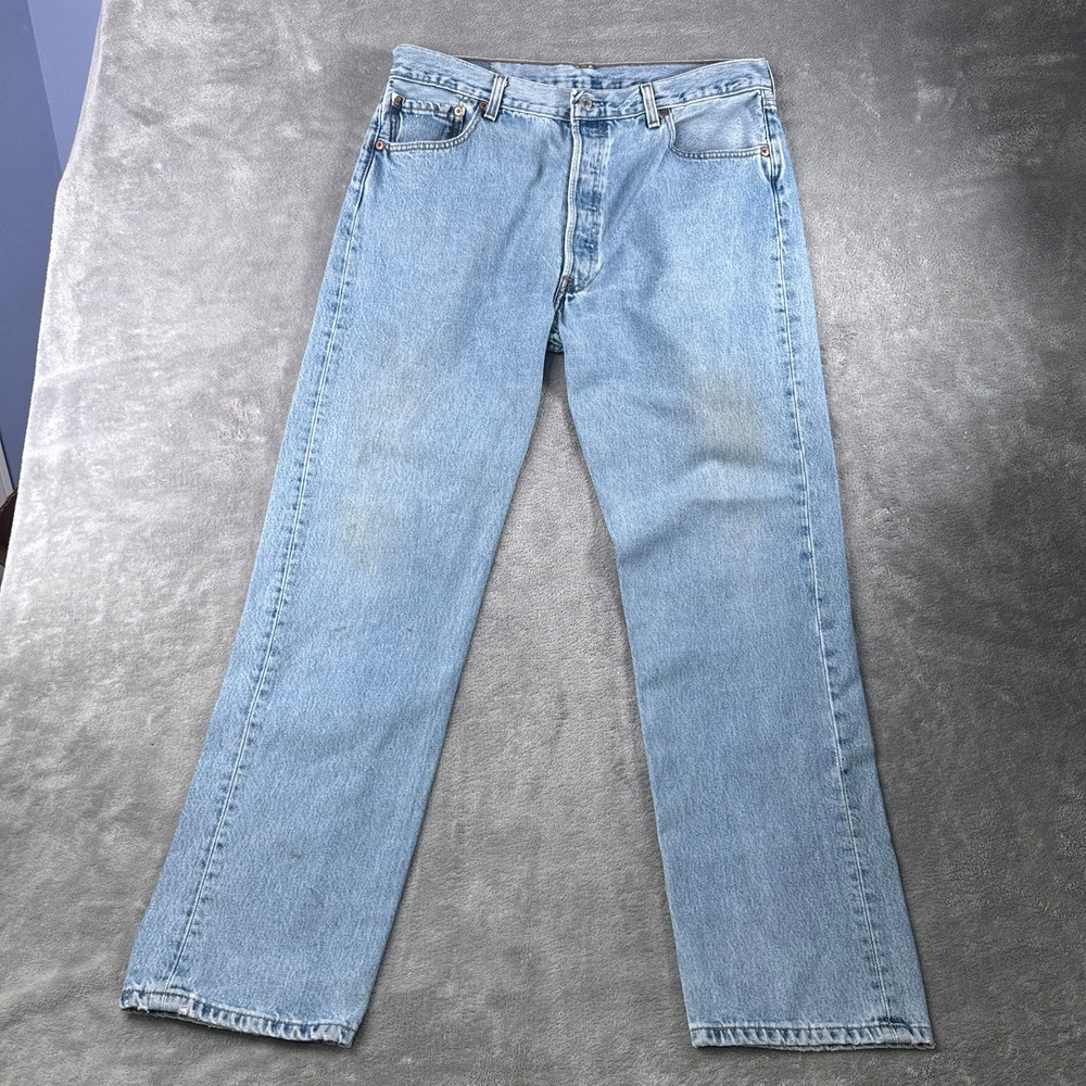 Levi's 501 Jeans Mens 36x32 (Fits 34x29) Blue Light Wash Denim 90s Straight